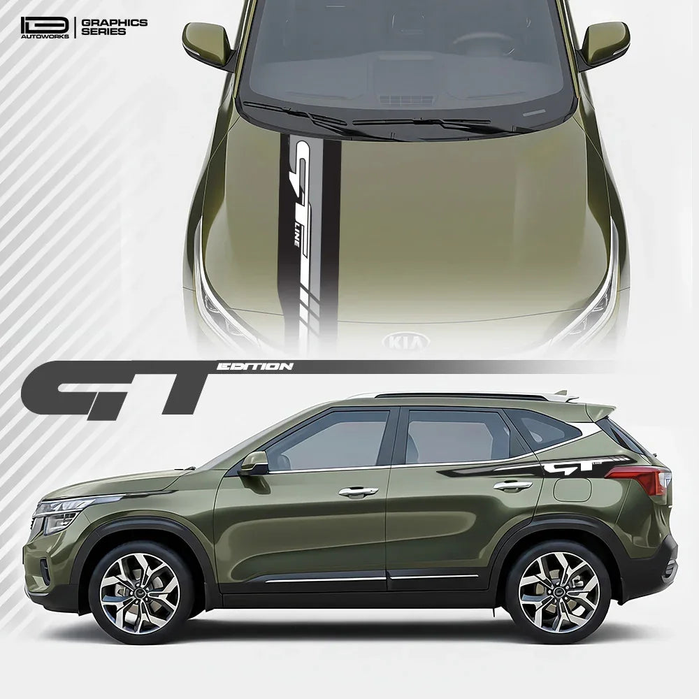 GT Edition car graphics kit on Kia Seltos - performance vinyl decals