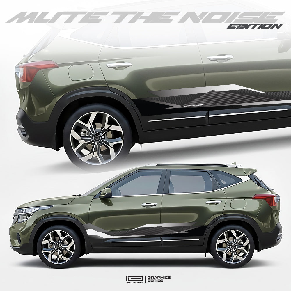 Mute The Noise Edition Graphics for Kia Seltos olive green