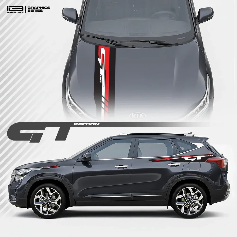 GT Edition car graphics kit on Kia Seltos - performance vinyl decals