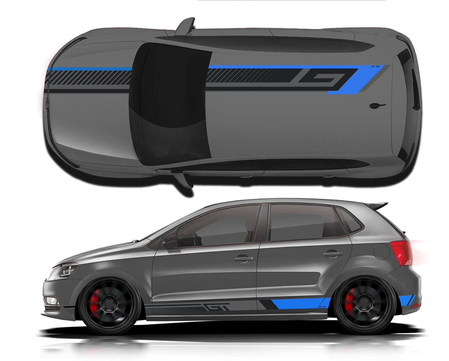 GT Edition Car Graphics Kit for VW Polo grey