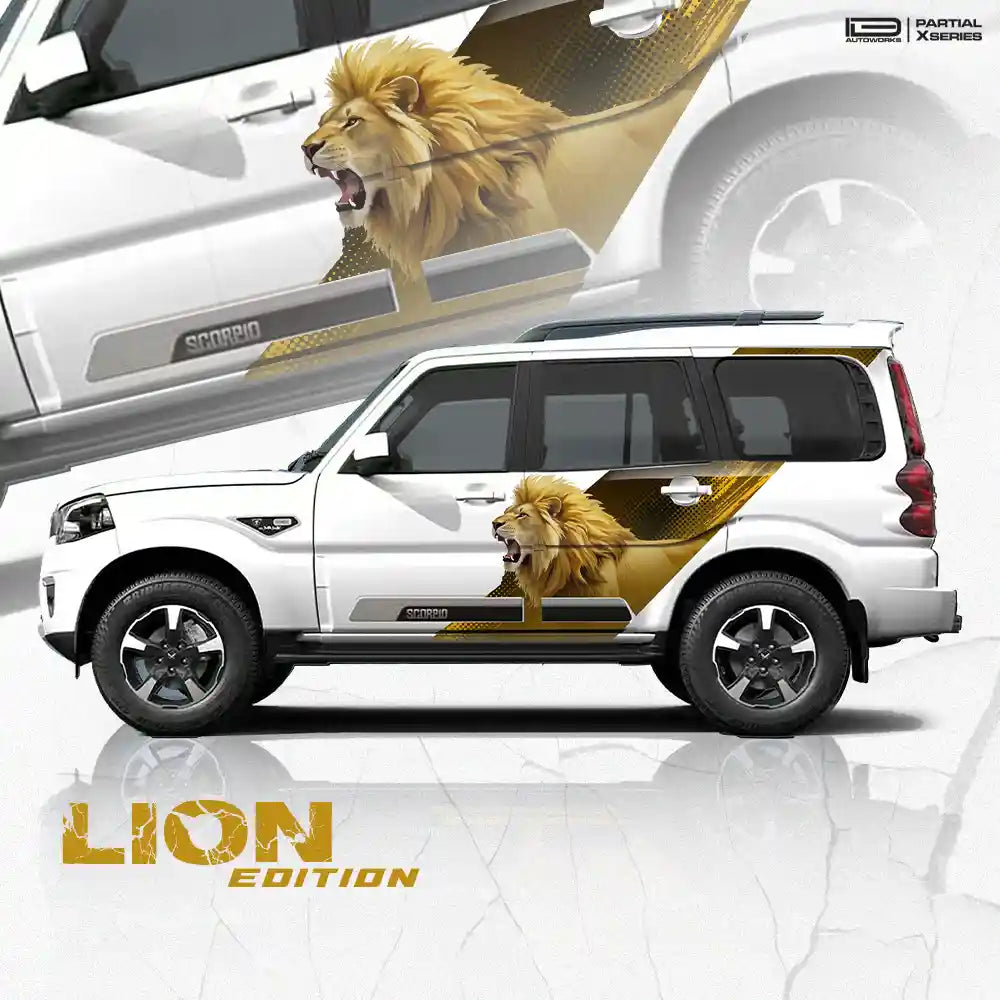 Lion Edition Car Graphics for Mahindra Scorpio S11 | IDE Partial X Series