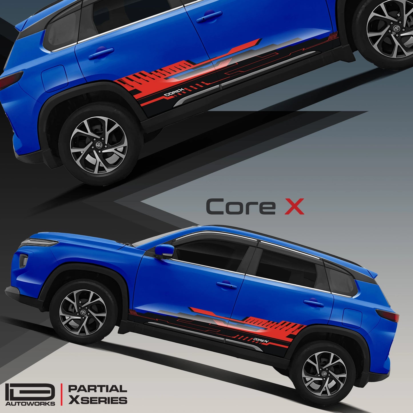 CoreX Edition Graphics for Toyota Hyryder blue
