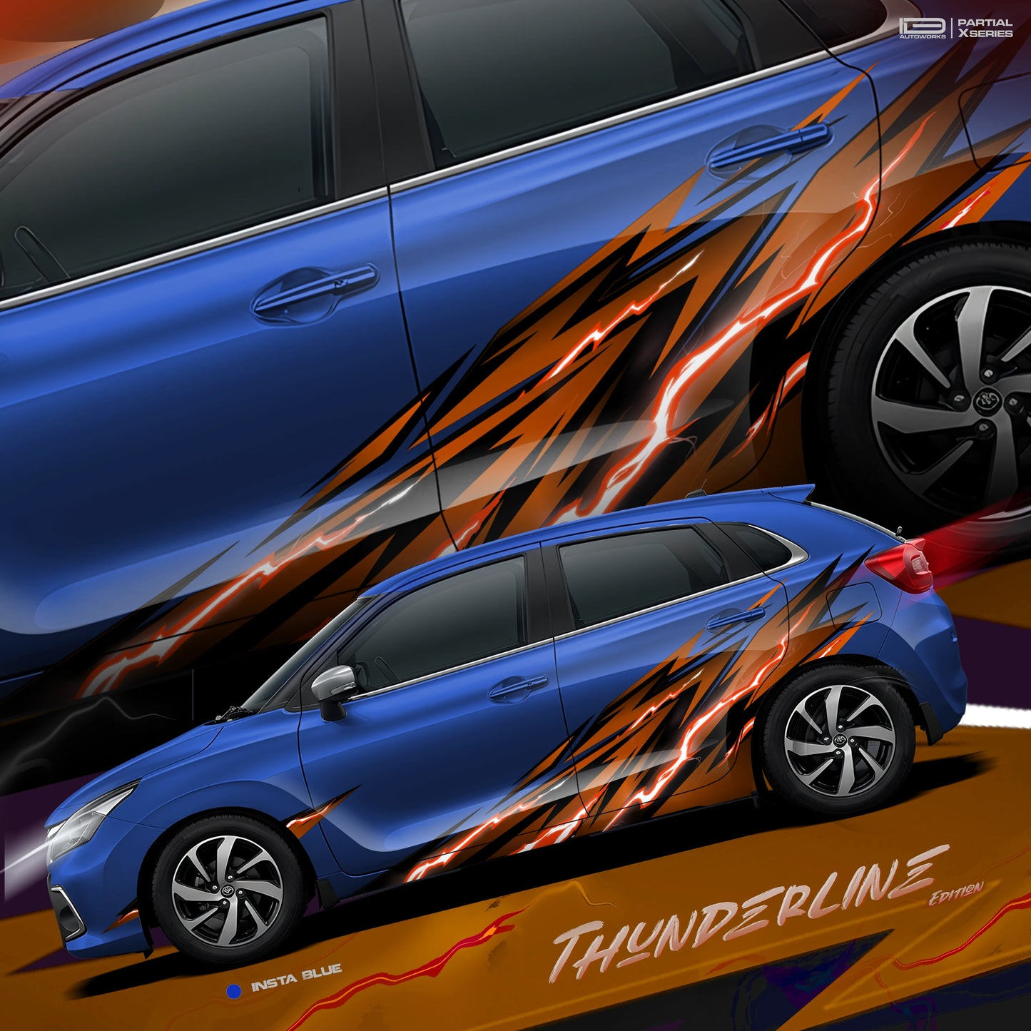 Thunderline Edition Car Graphics for Toyota Glanza