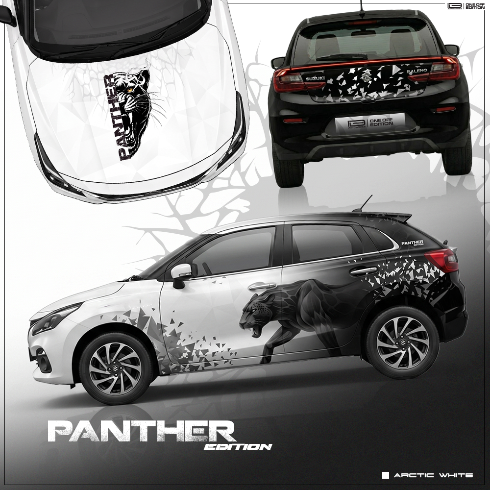 IDE One Off edition Panther Edition car Graphics for Maruti Suzuki Baleno