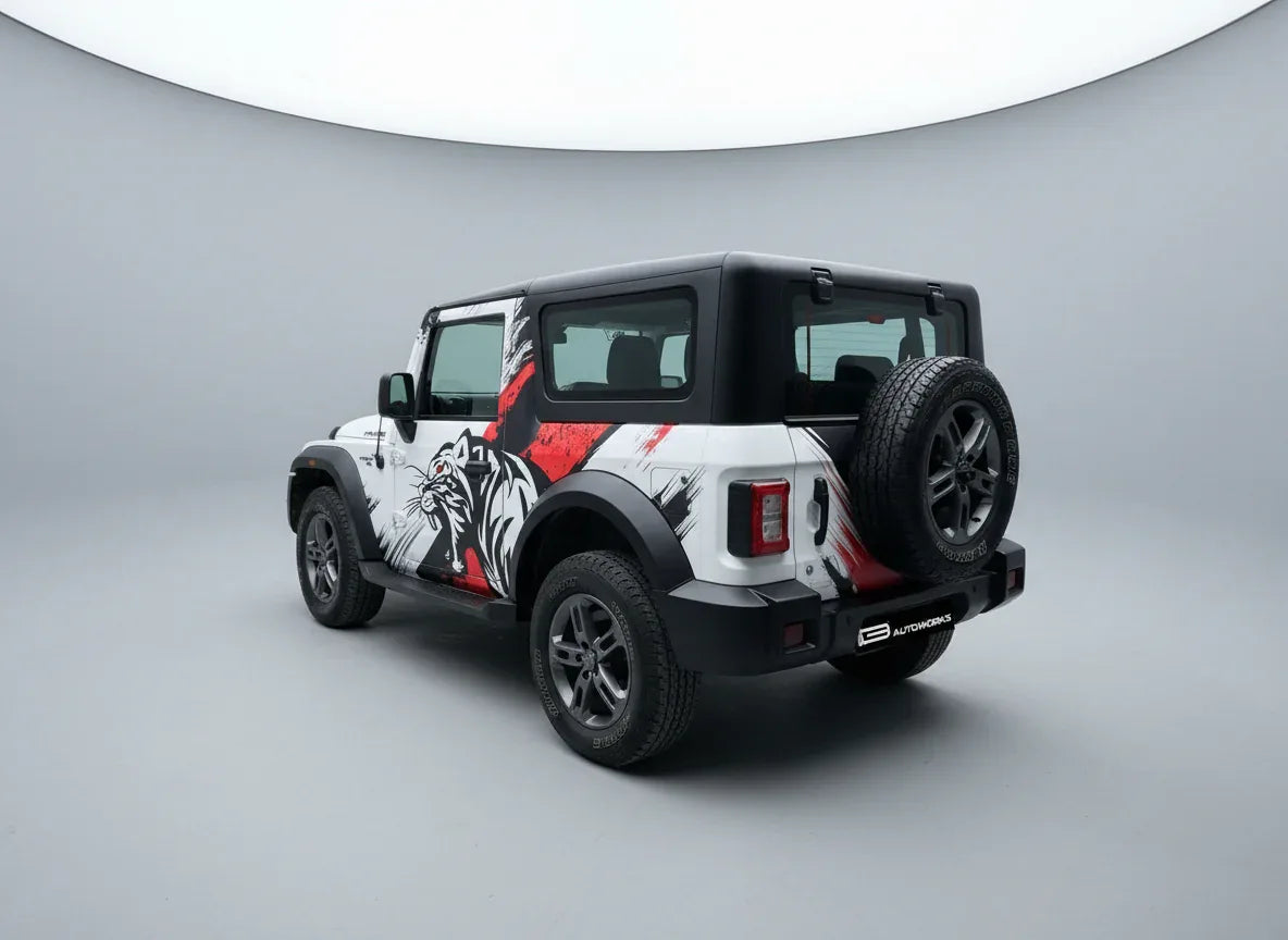 Tiger Edition Graphics for Mahindra Thar white