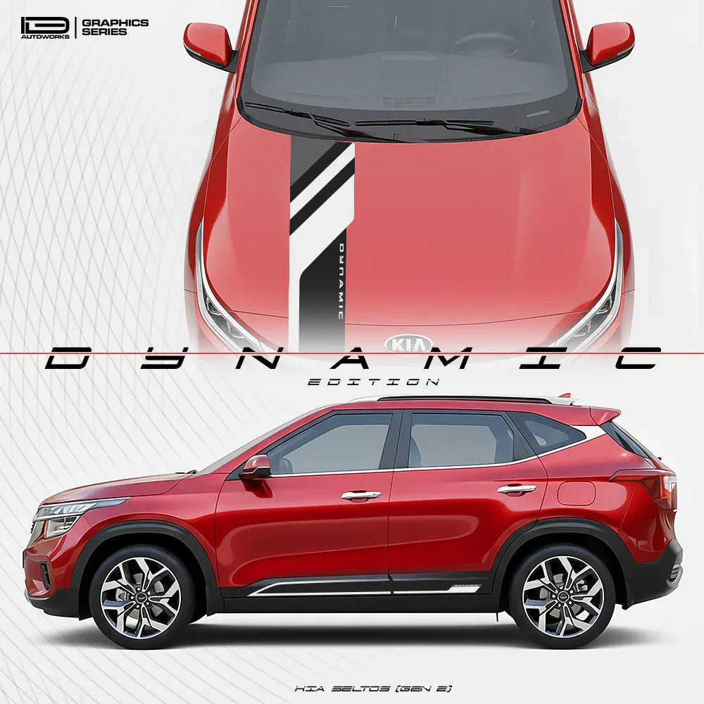 Dynamic Edition Car Graphics Kit for Kia Seltos red