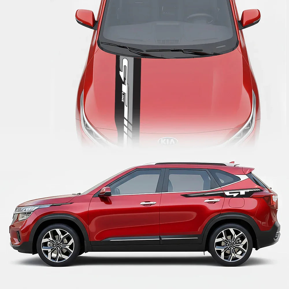 GT Edition car graphics kit on Kia Seltos - performance vinyl decals