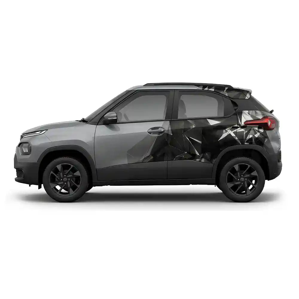 Tata Punch in Daytona Grey with Shatter strike edition graphics by IDE Graphics Series