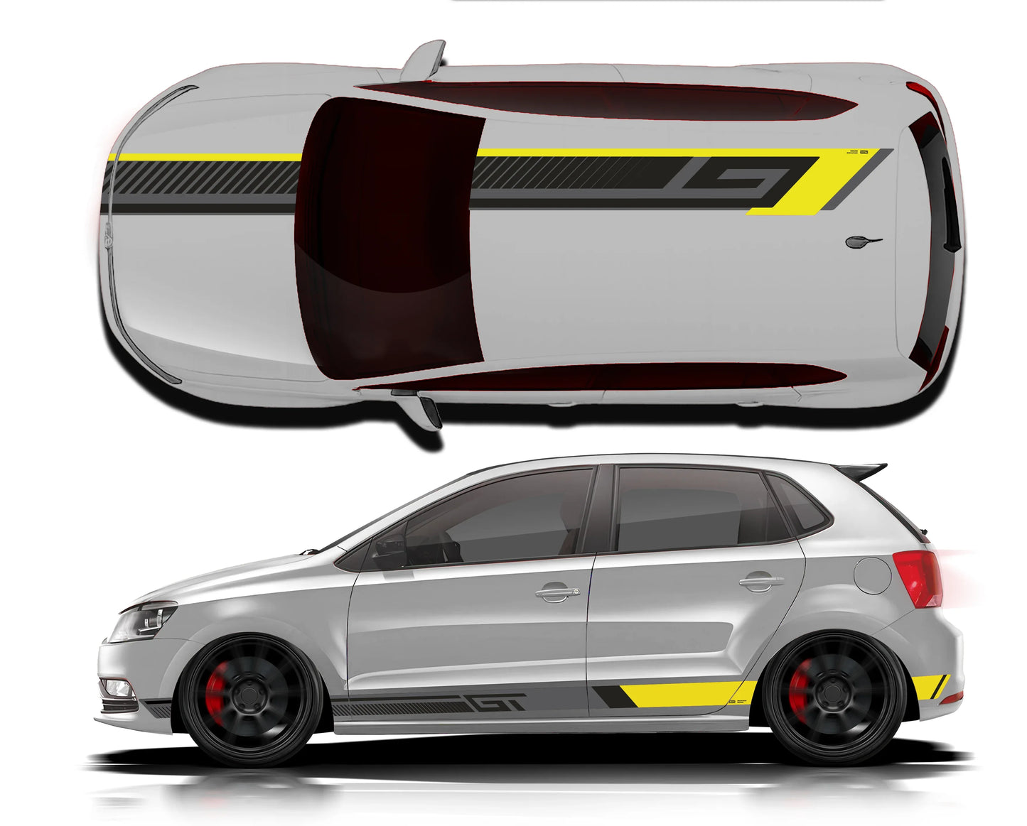 GT Edition Car Graphics Kit for VW Polo silver