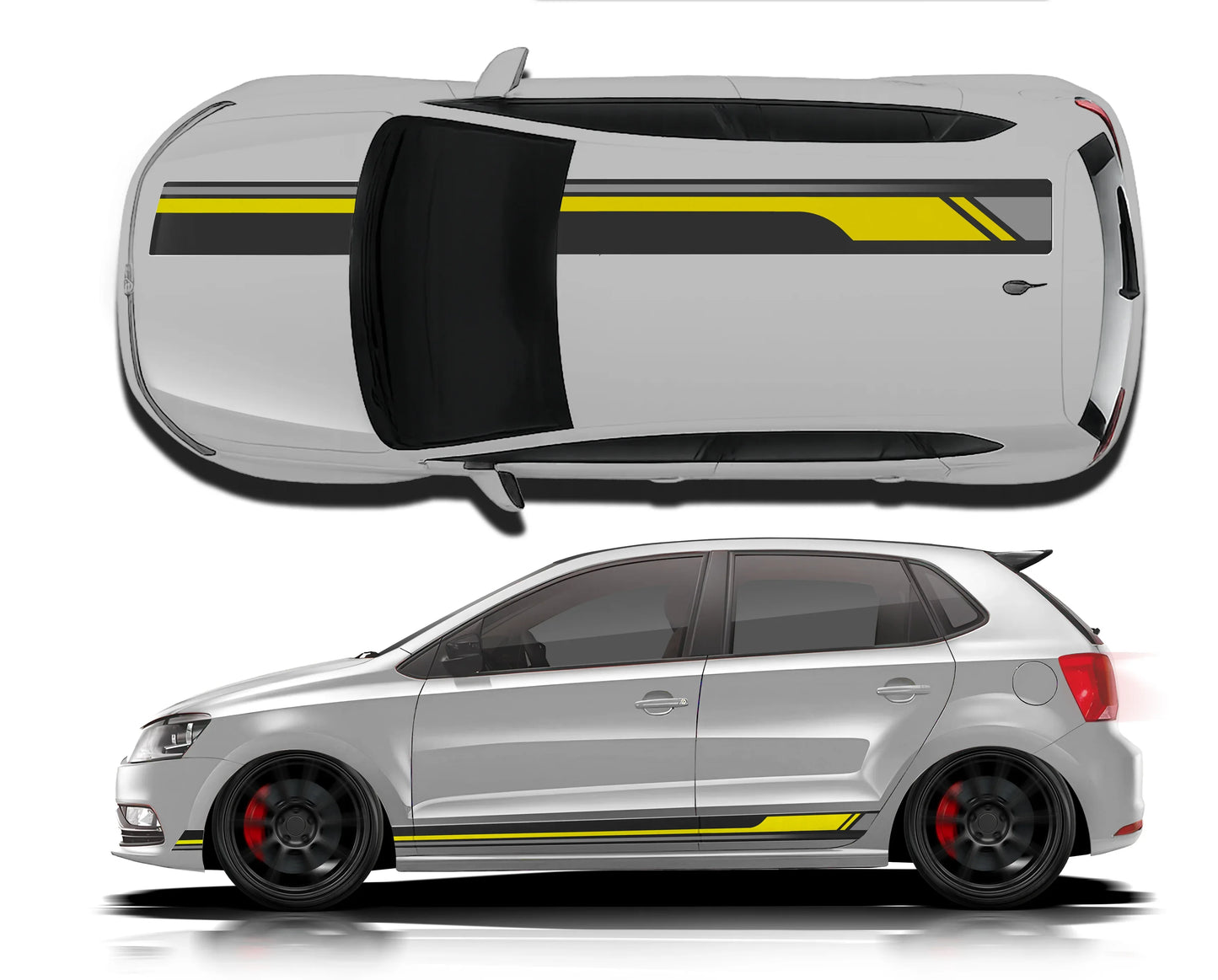 Track Edition Car Graphics Kit for VW Polo silver