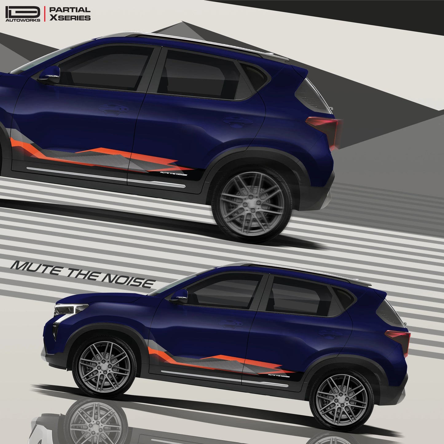 Mute The Noise Edition Graphics for Kia Sonet blue