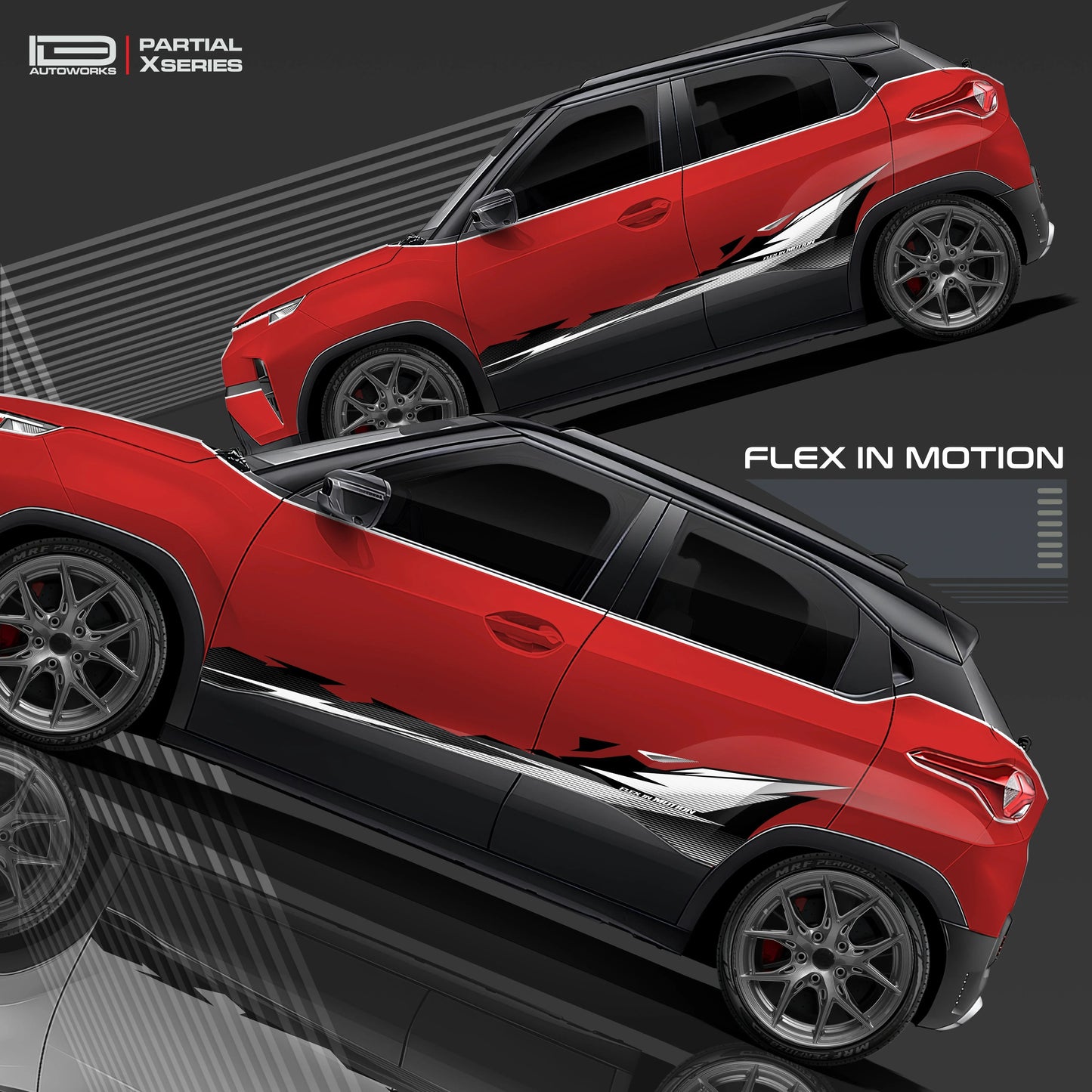 Flex in Motion Edition Graphics for Tata Punch red