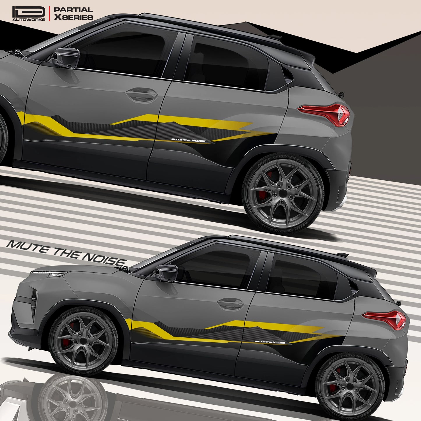 Mute The Noise Edition Graphics for Tata Punch grey