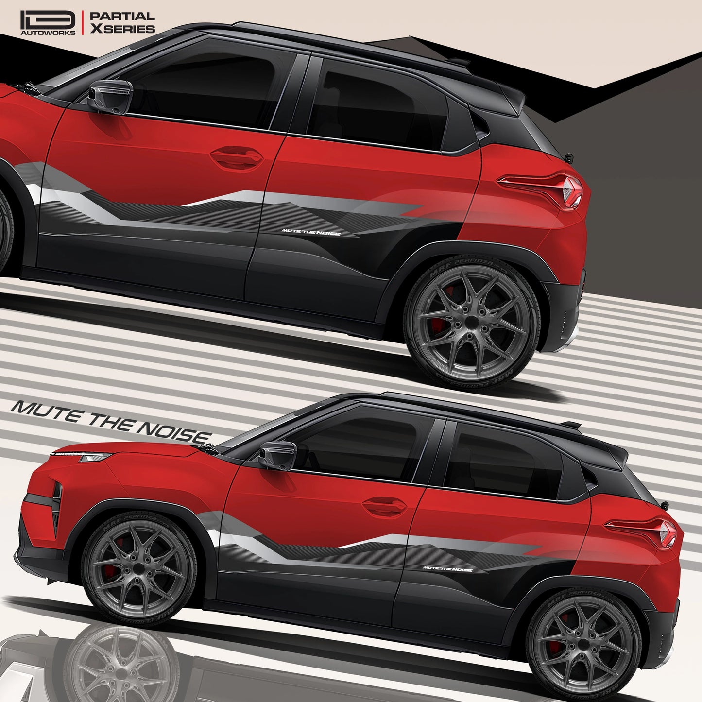 Mute The Noise Edition Graphics for Tata Punch red