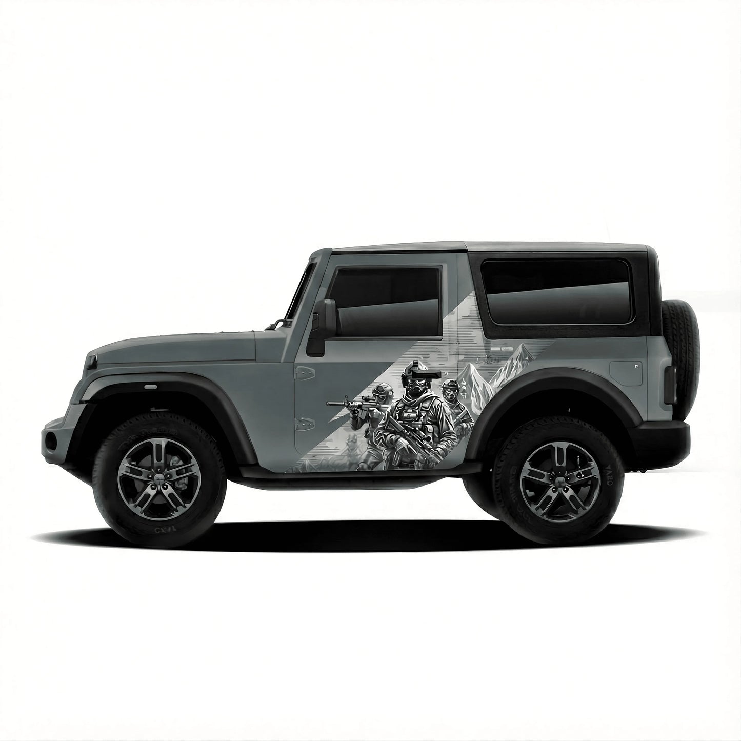 Warrior Edition Graphics for Mahindra Thar grey