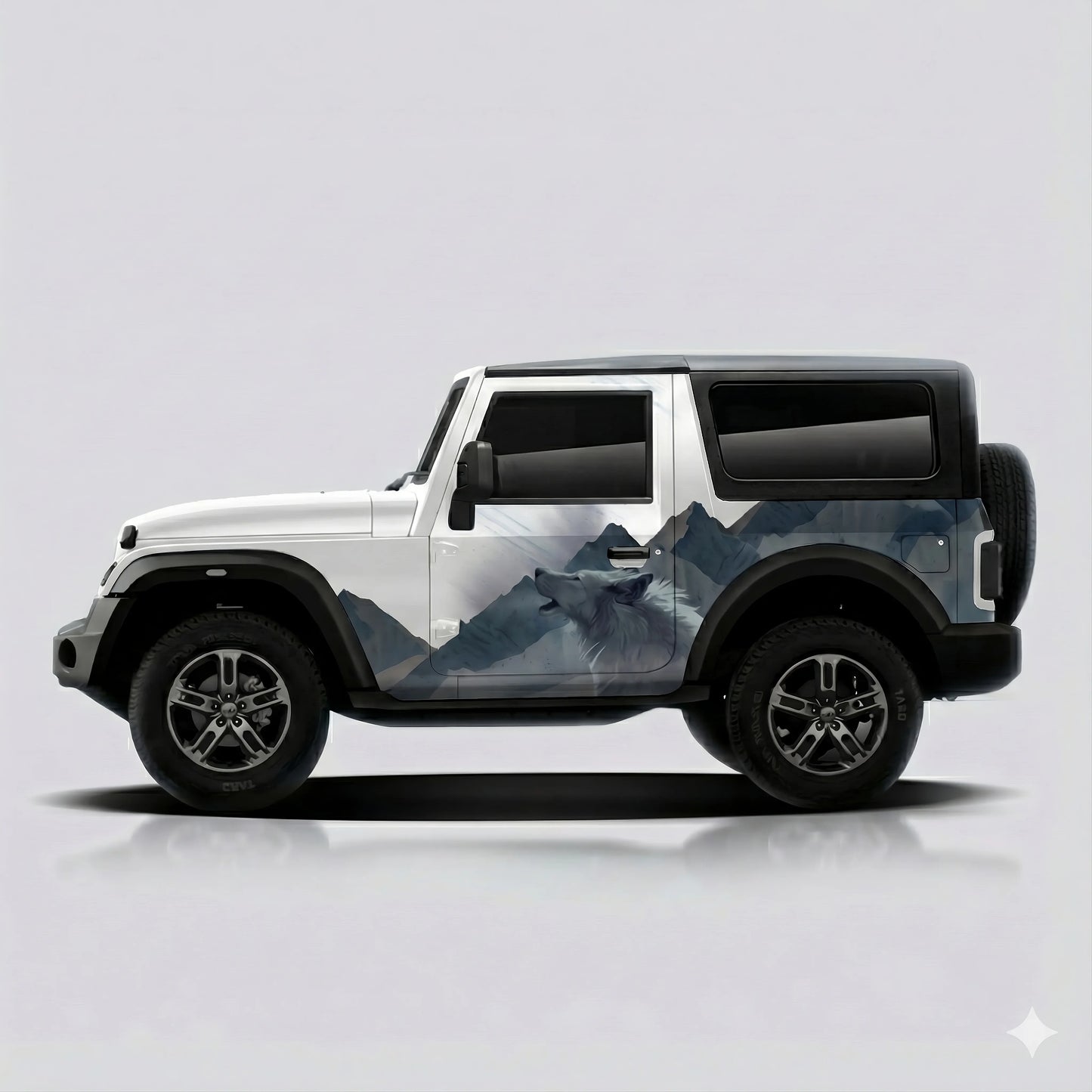 Wolf Edition Graphics for Mahindra Thar white