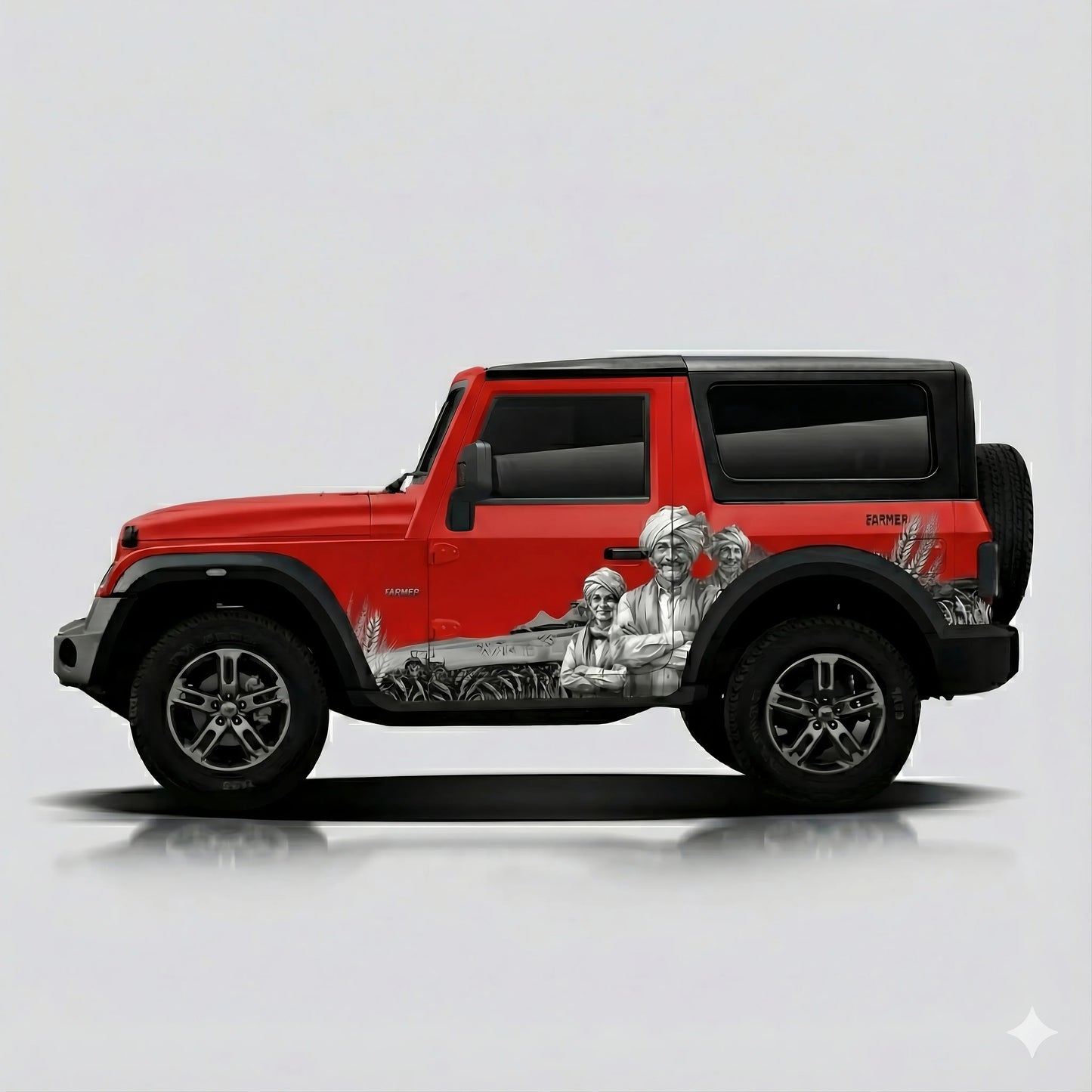 Farmer Edition Graphics for Mahindra Thar red