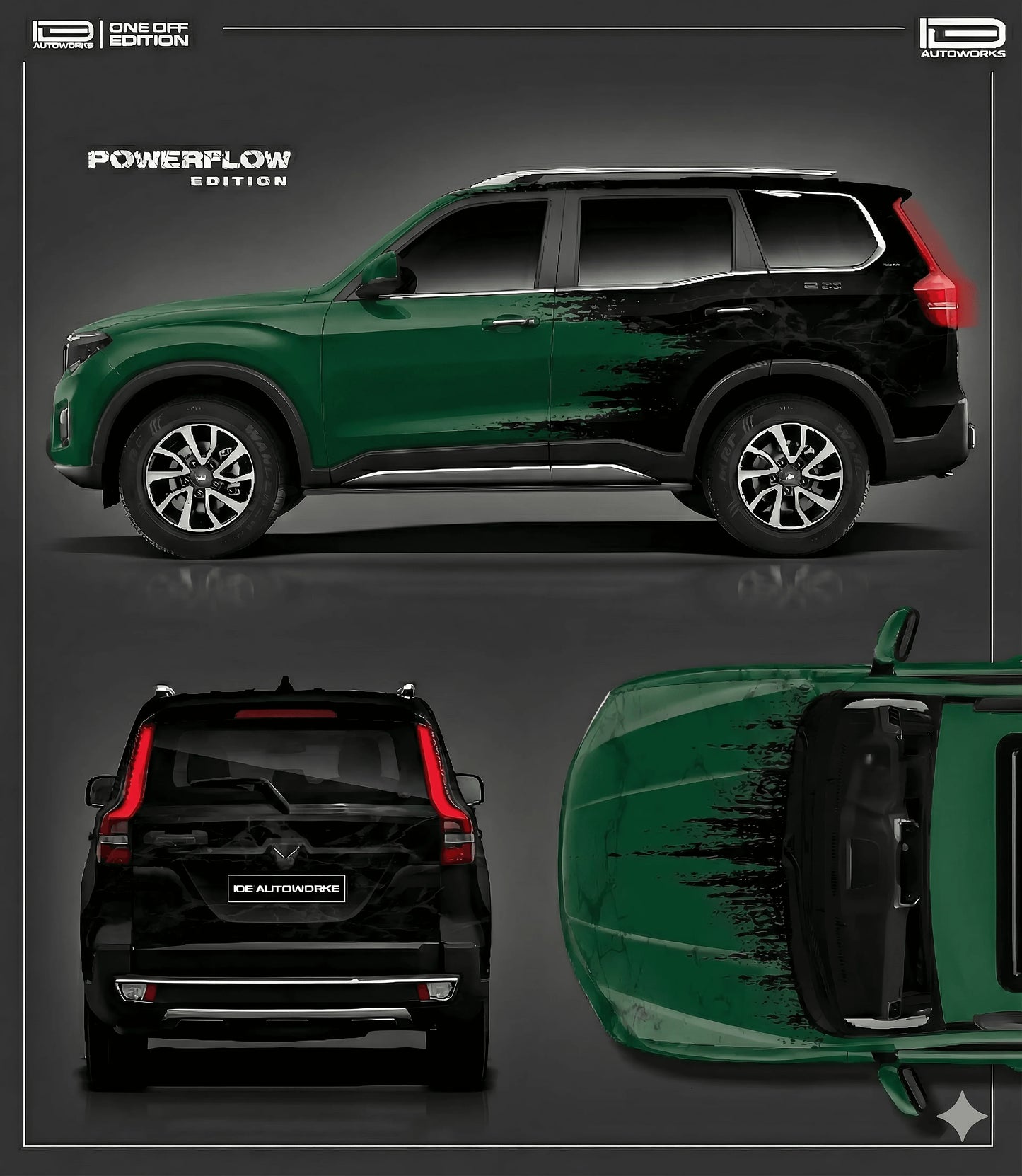 Powerflow Edition Graphics for Mahindra Scorpio N green