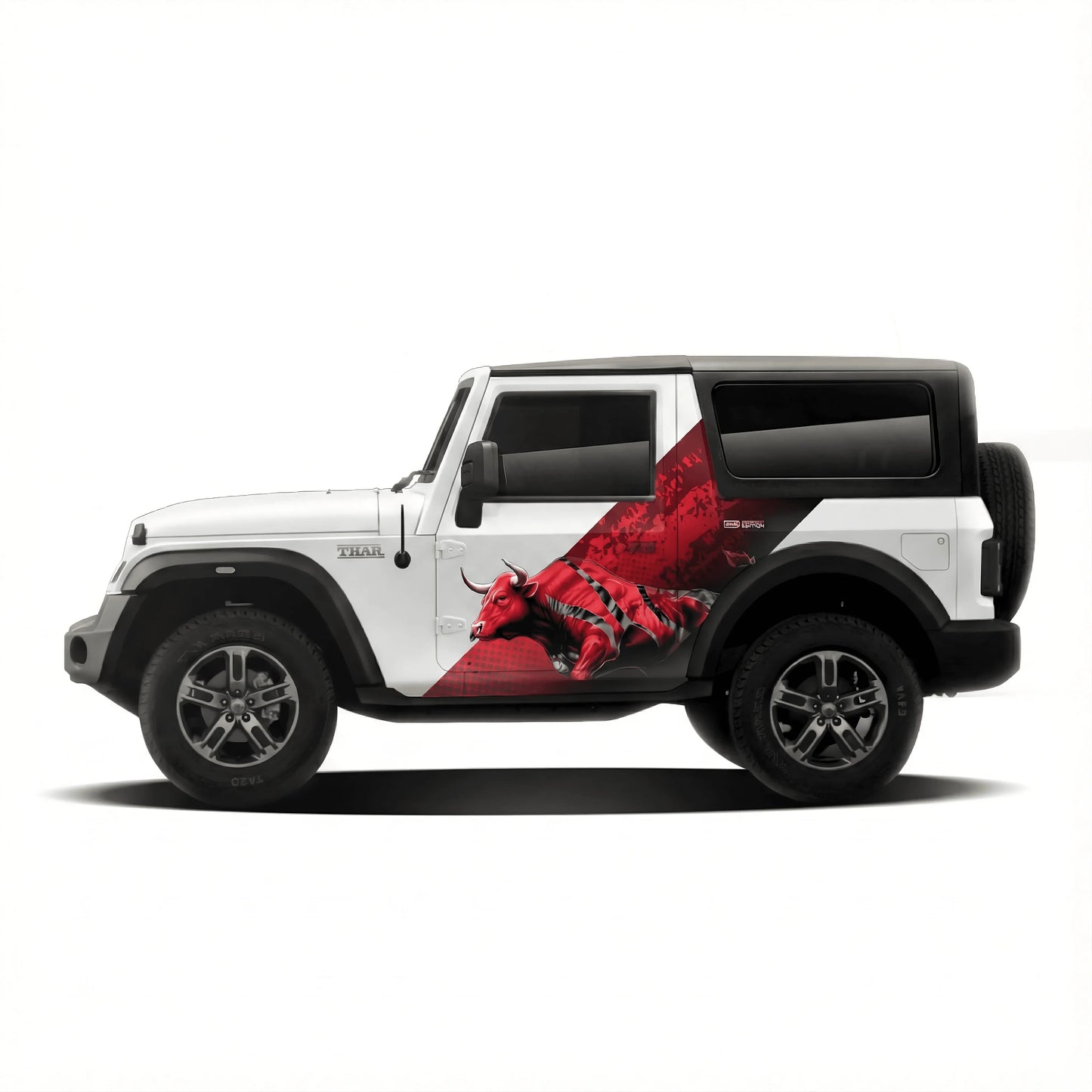 Bull Edition Graphics for Mahindra Thar white
