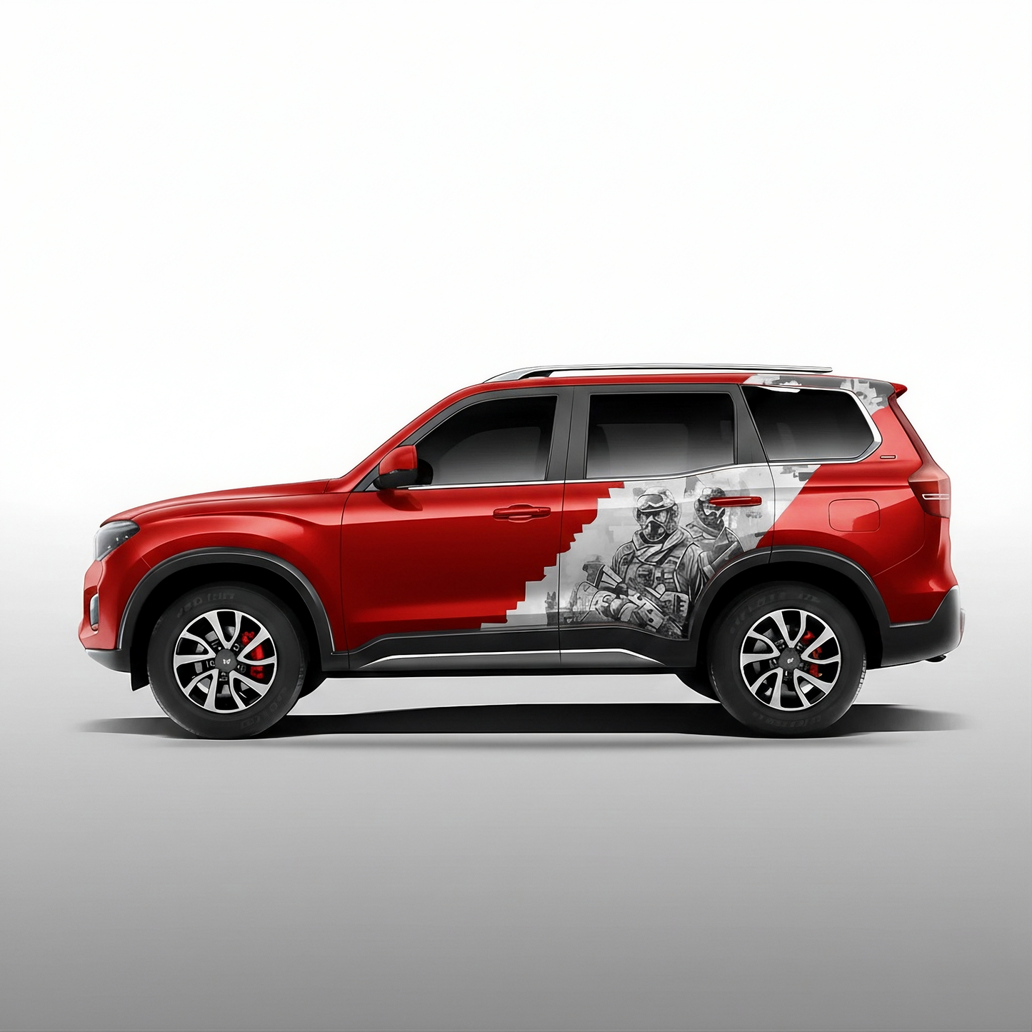 Warrior Edition Graphics for Mahindra Scorpio N red