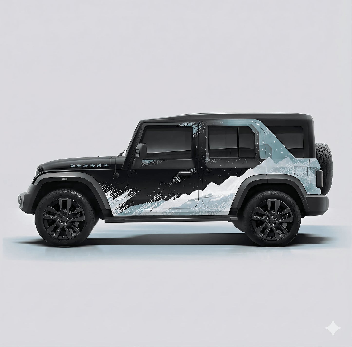 Snowborn Edition Graphics for Mahindra Thar Roxx black