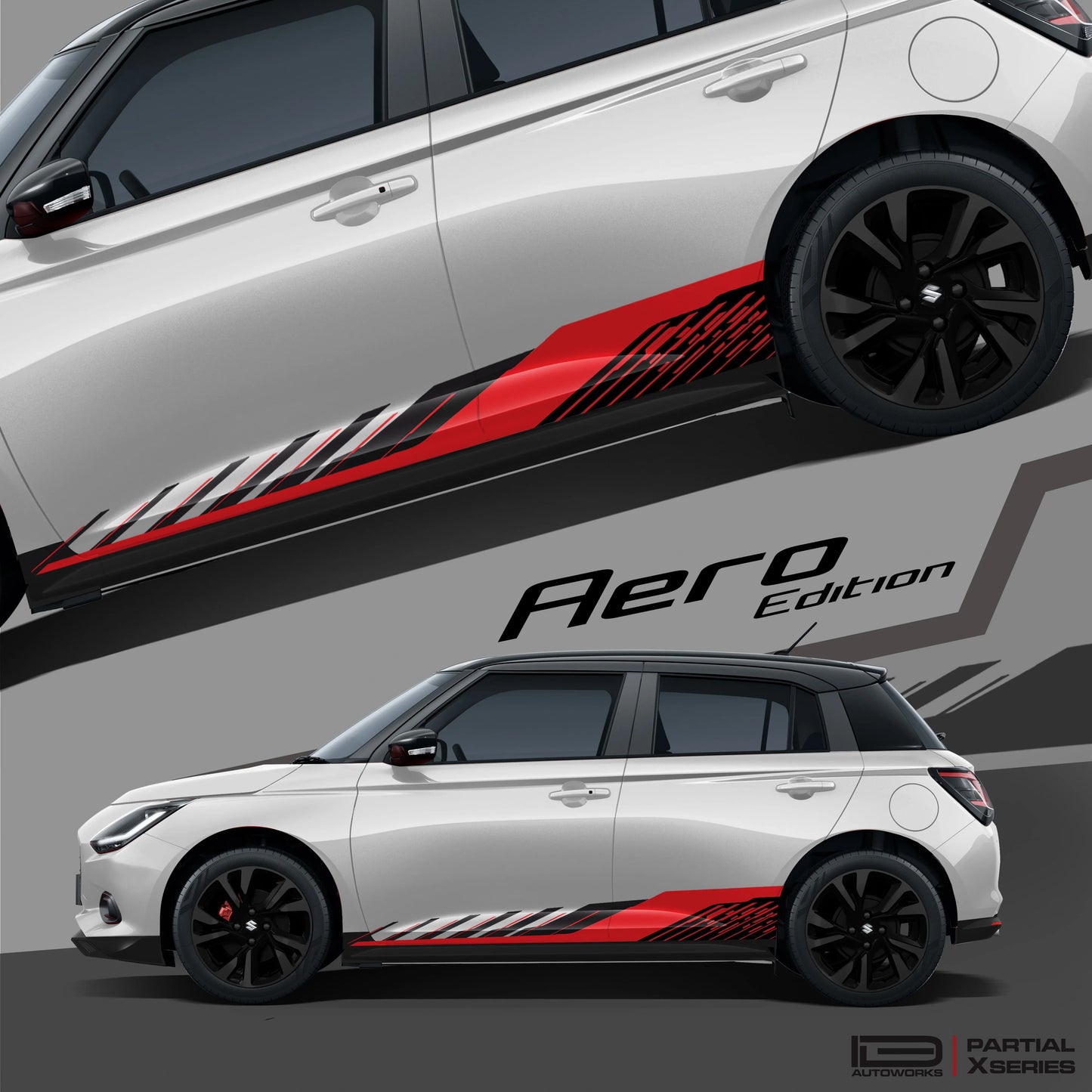 Aero Edition Graphics for Maruti Suzuki Swift white