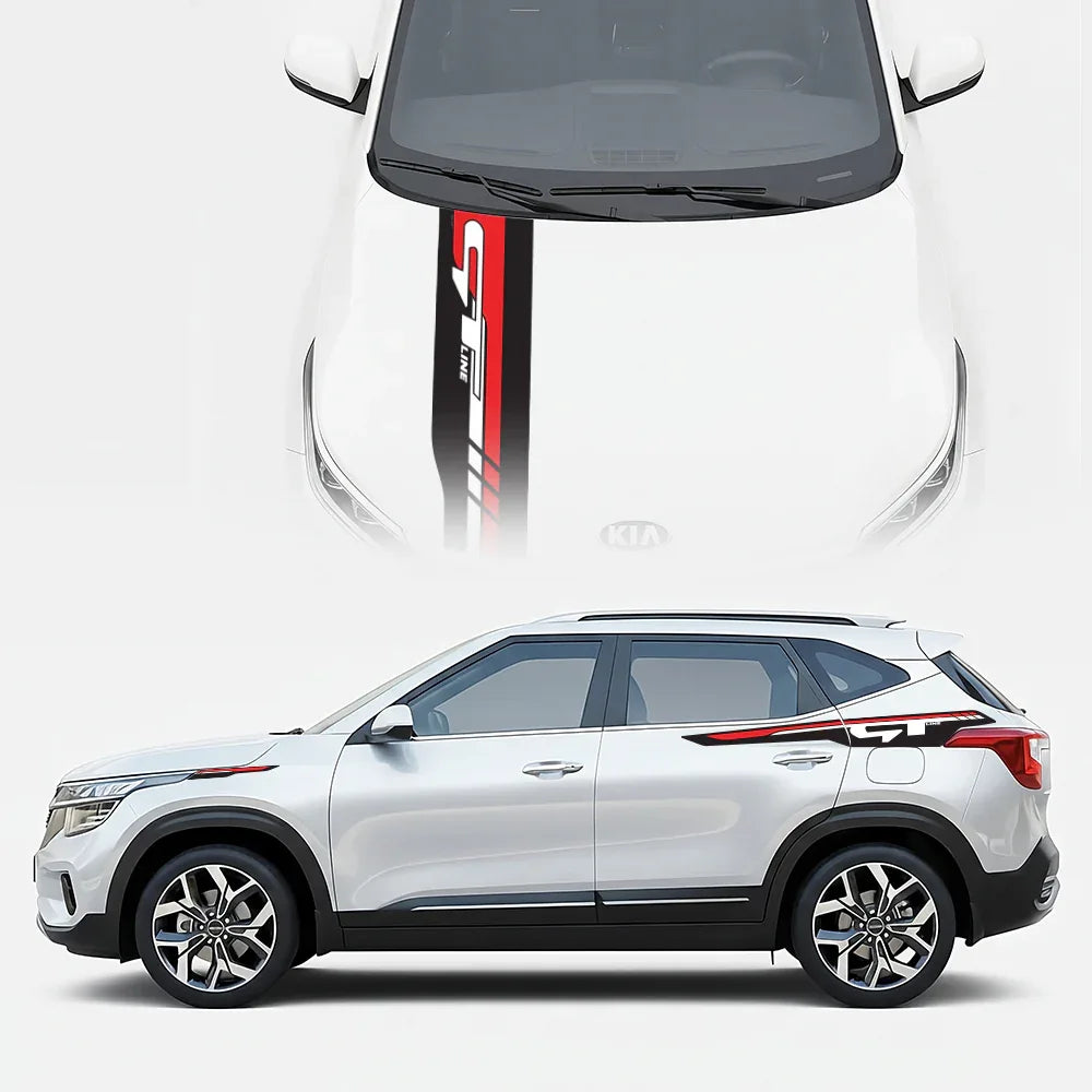 GT Edition car graphics kit on Kia Seltos - performance vinyl decals