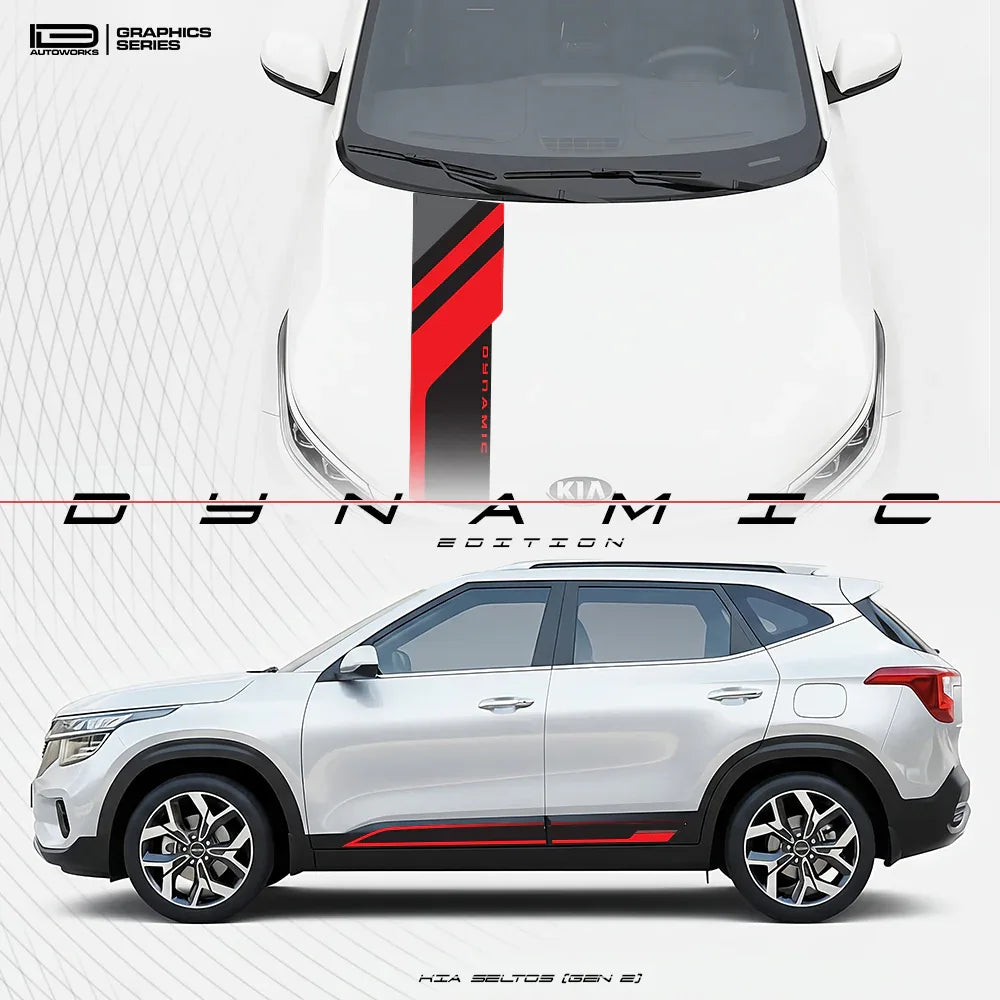 Dynamic Edition Car Graphics Kit for Kia Seltos white