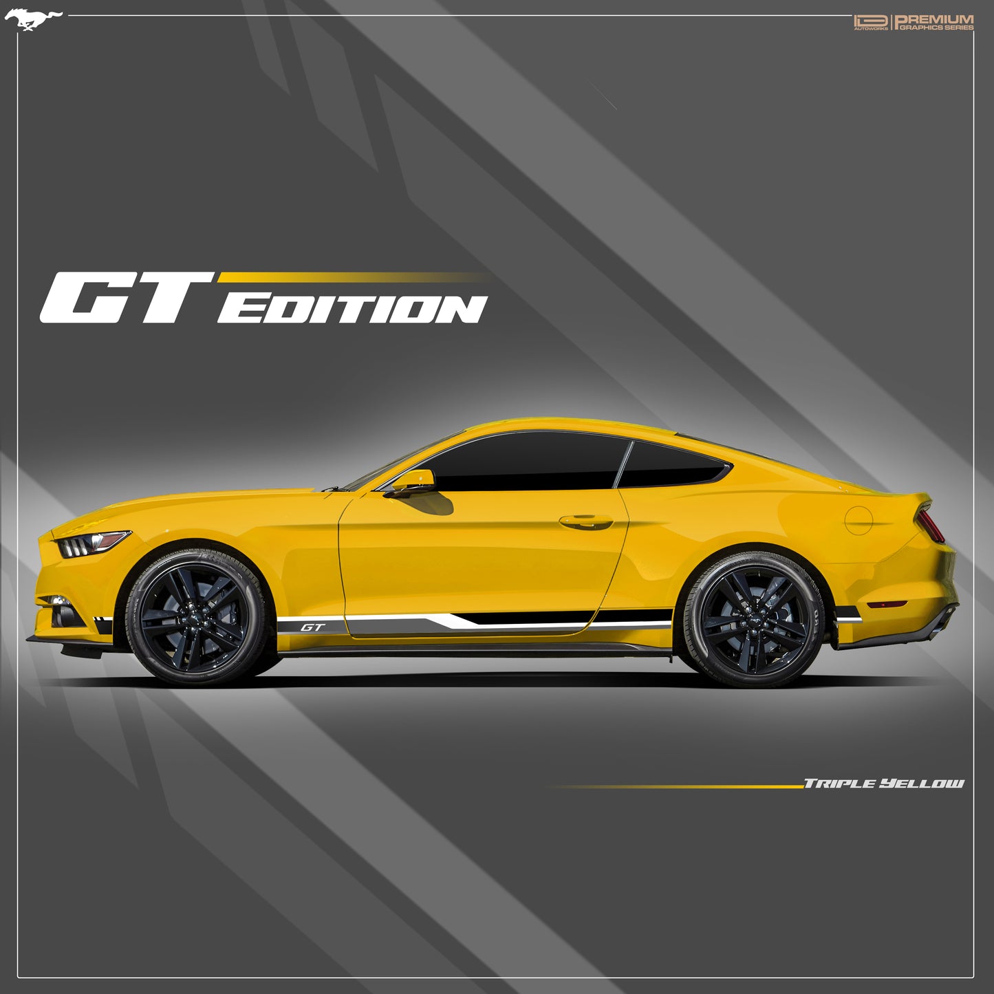 IDE PREMIUM GRAPHICS SERIES - GT Edition Side for Ford Mustang (Triple Yellow)