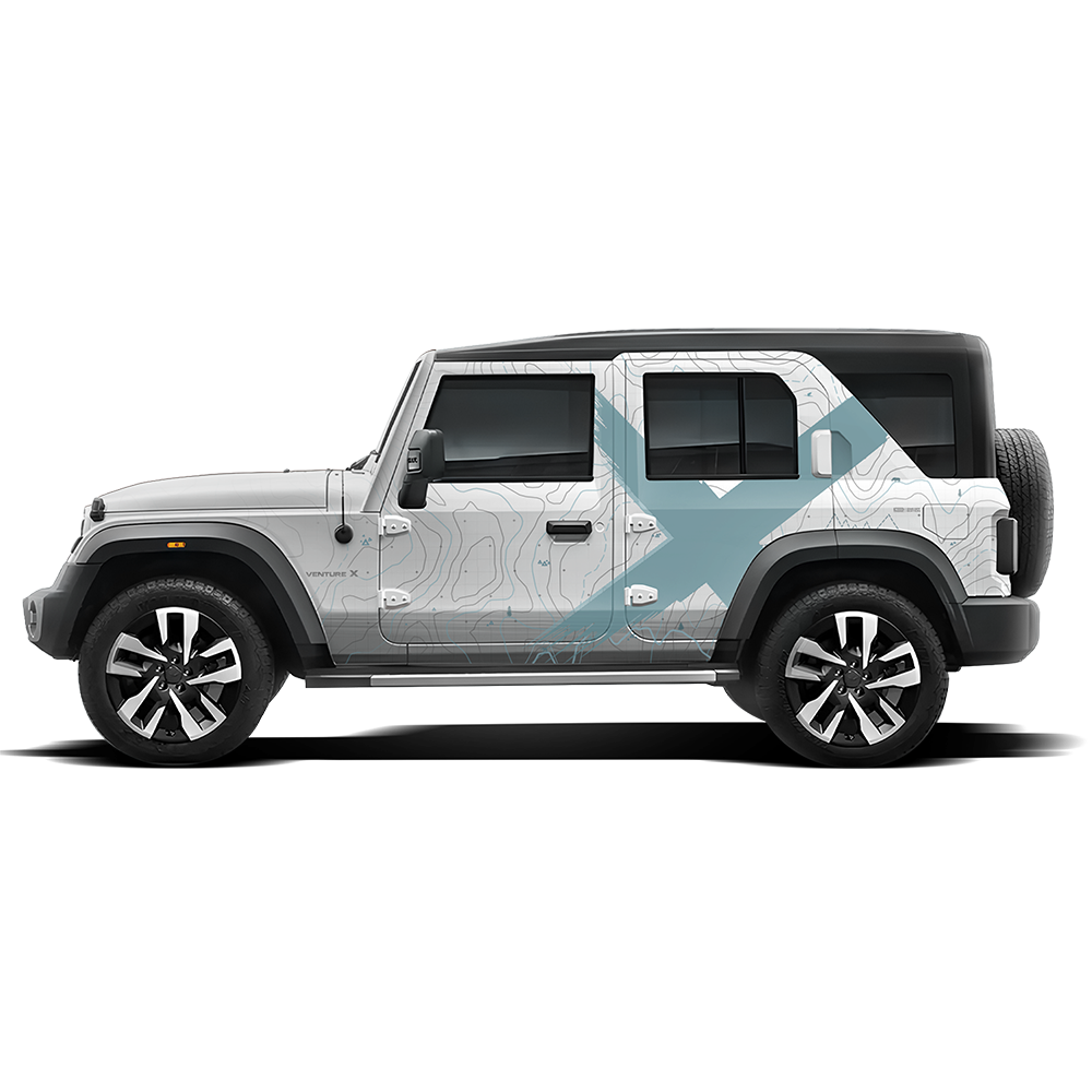VentureX Edition Full Graphics for Mahindra Thar Roxx white