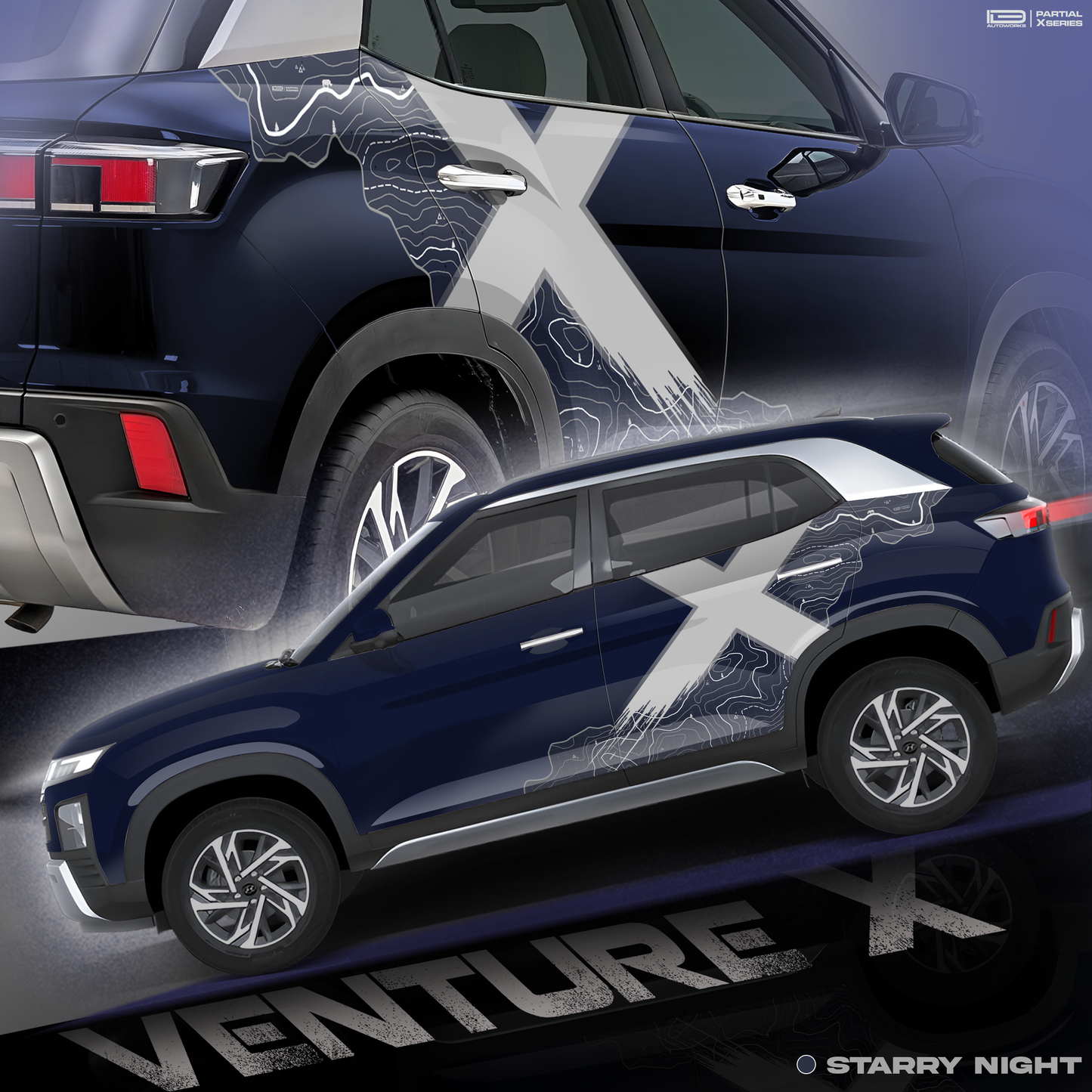 VentureX Edition Graphics for Hyundai Creta blue