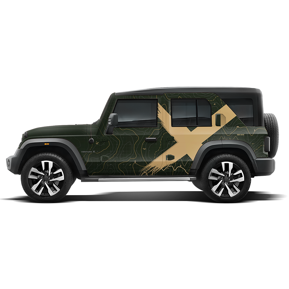VentureX Edition Full Graphics for Mahindra Thar Roxx green