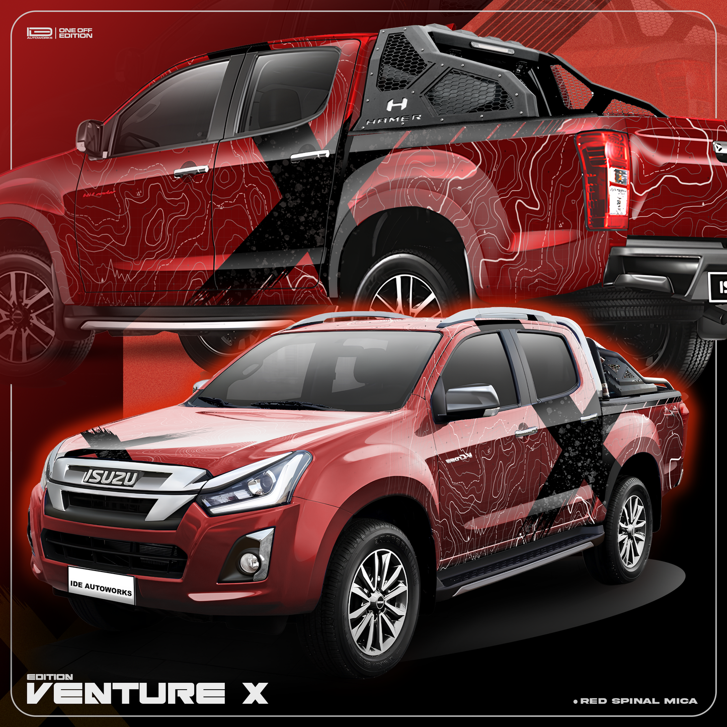 VentureX Edition Graphics for Isuzu V Cross red