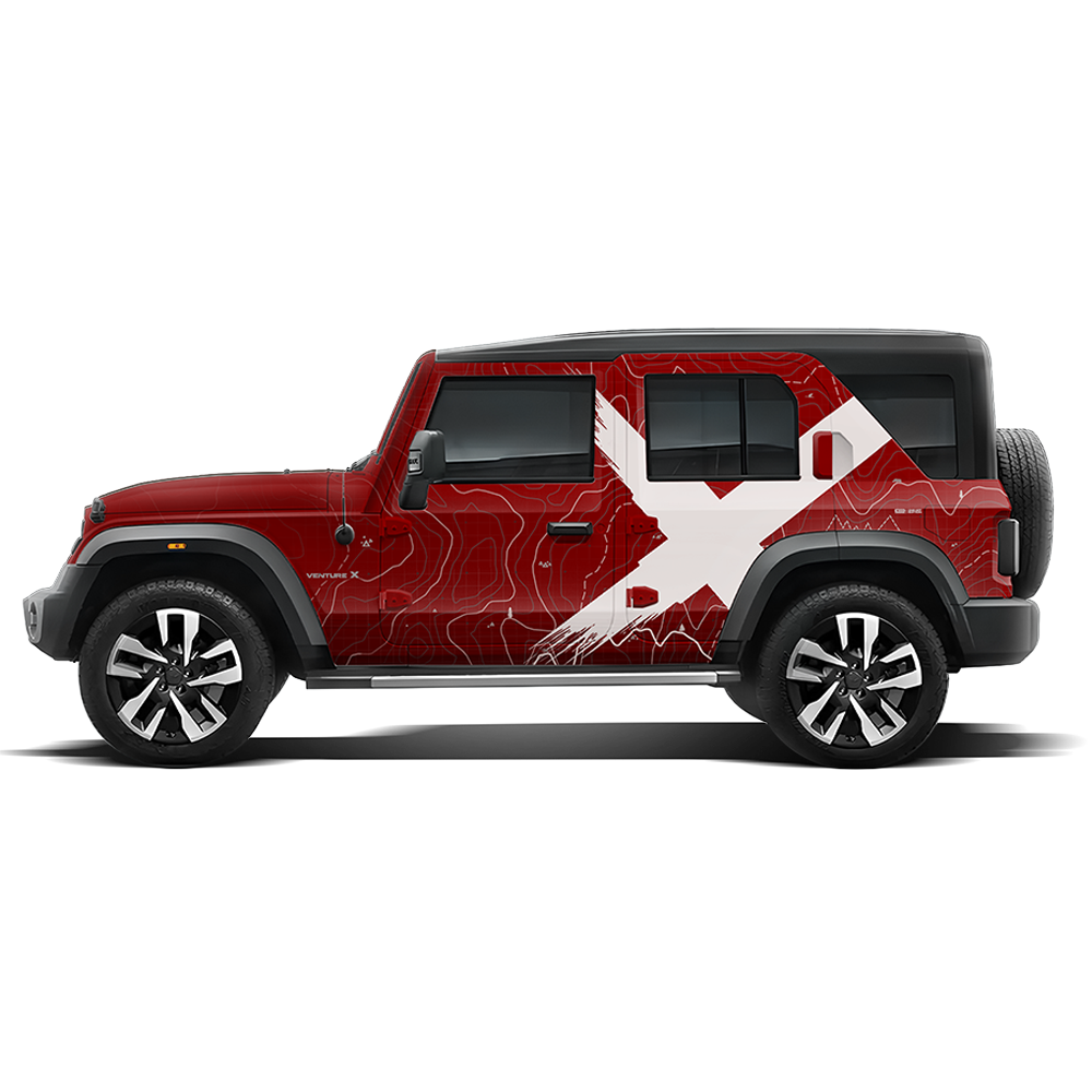 VentureX Edition Full Graphics for Mahindra Thar Roxx red