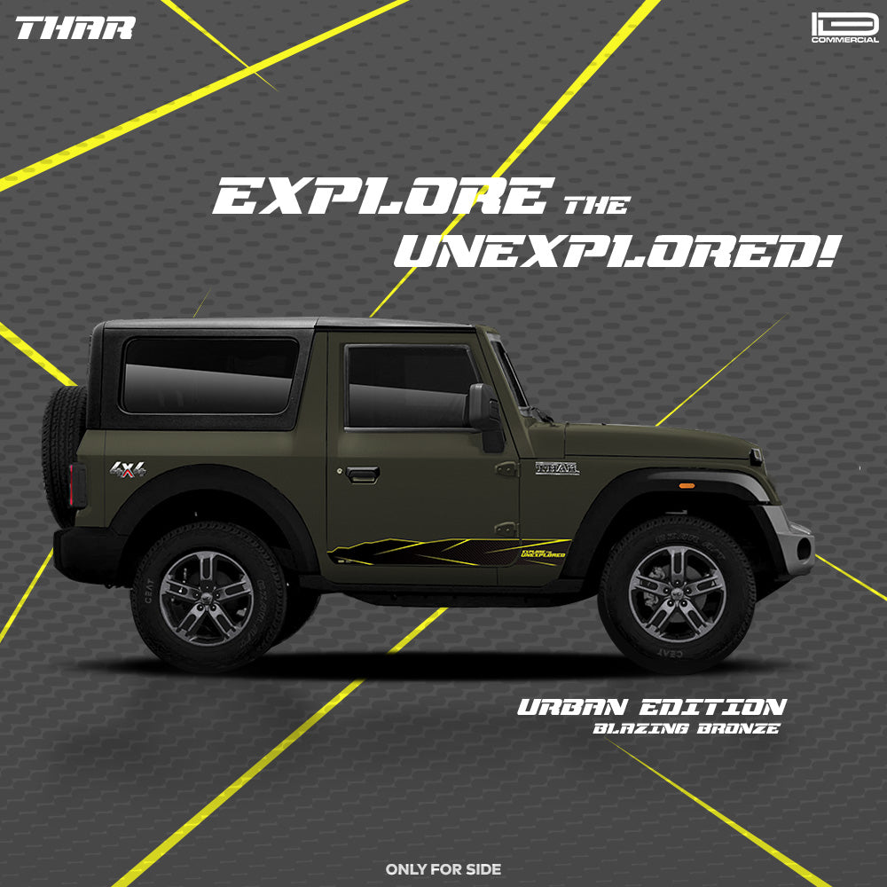 IDE Graphics Series - Urban Edition | Only Side Decals for Mahindra Thar / Rocky Beige