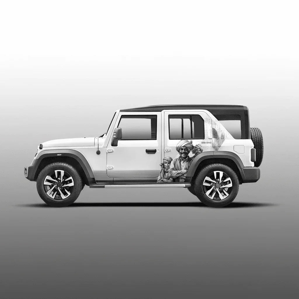 Farmer Edition Graphics for Mahindra Thar Roxx white