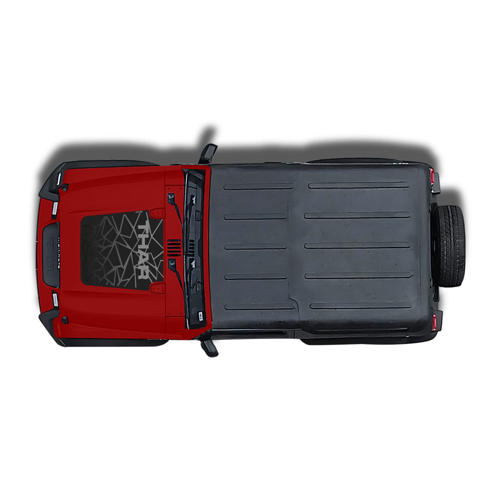 IDE GRAPHICS SERIES - Explorer Edition (Only Bonnet decal*) for Mahindra THAR /2020-Present (Rage Red)