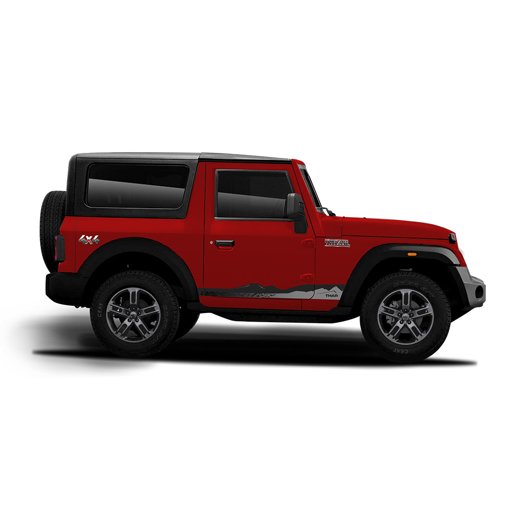 IDE GRAPHICS SERIES - Explorer Edition (Only Side decals*) for Mahindra THAR /2020-Present (Rage Red)