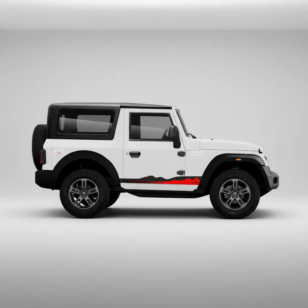 Explorer Edition Side Graphics for Mahindra Thar white