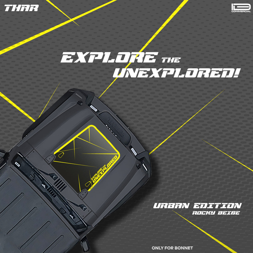 IDE Graphics Series - Urban Edition | Only Bonnet Decal for Mahindra Thar / Deep Grey