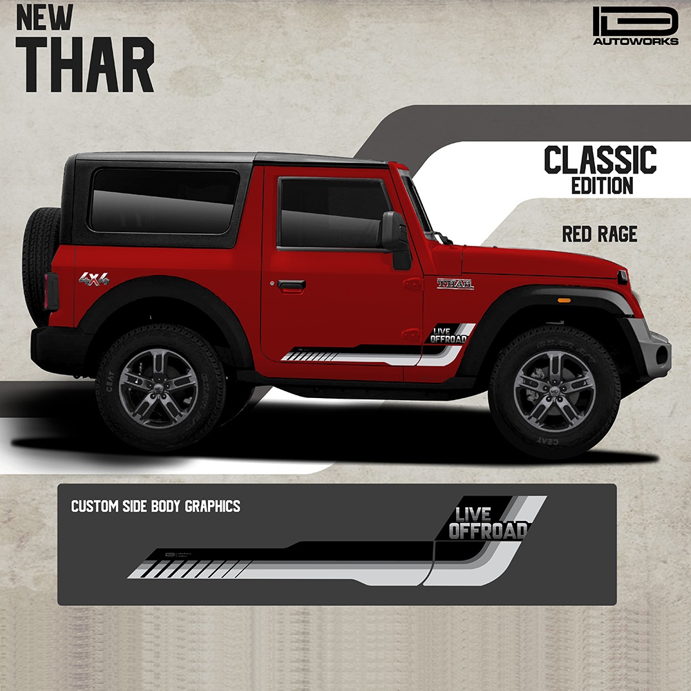 IDE GRAPHICS SERIES - Classic Edition for Mahindra THAR /2020-Present (Rage Red)