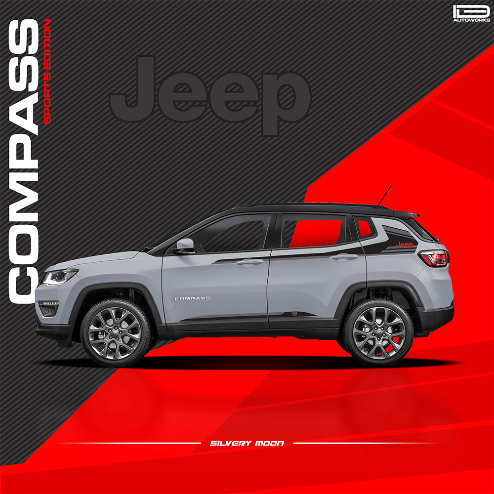 IDE GRAPHICS SERIES - Sports Edition (Only Side Decals)  for JEEP Compass / 2017-Present  (Silvery Moon)