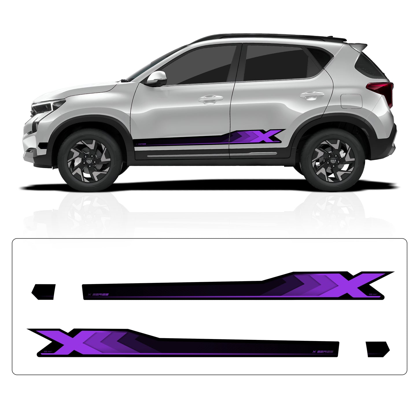 IDE GRAPHICS SERIES - X Series for Kia Sonet (Glacier White Pearl)