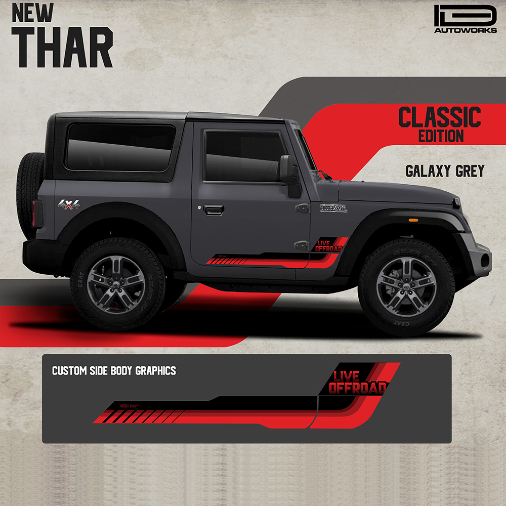 IDE GRAPHICS SERIES - Classic Edition for Mahindra THAR /2020-Present (Deep Grey)