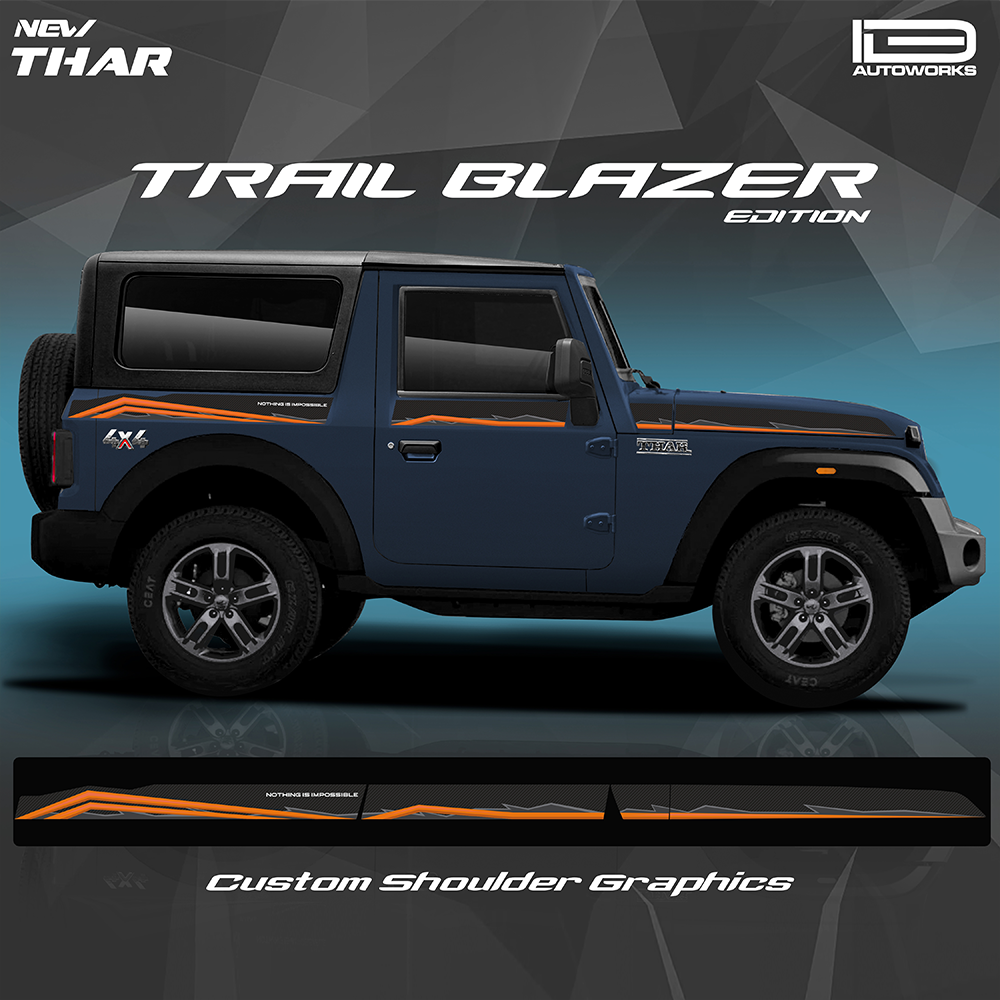 IDE GRAPHICS SERIES - Trailblazer Edition for Mahindra THAR /2020-Present (Aquamarine)