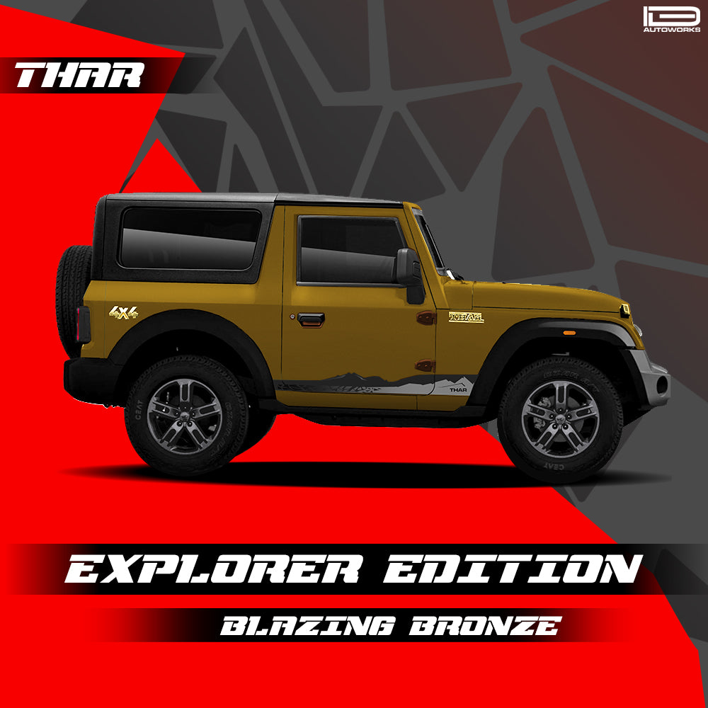 IDE GRAPHICS SERIES - Explorer Edition (Only Side decals*) for Mahindra THAR /2020-Present (Blazing Bronze)