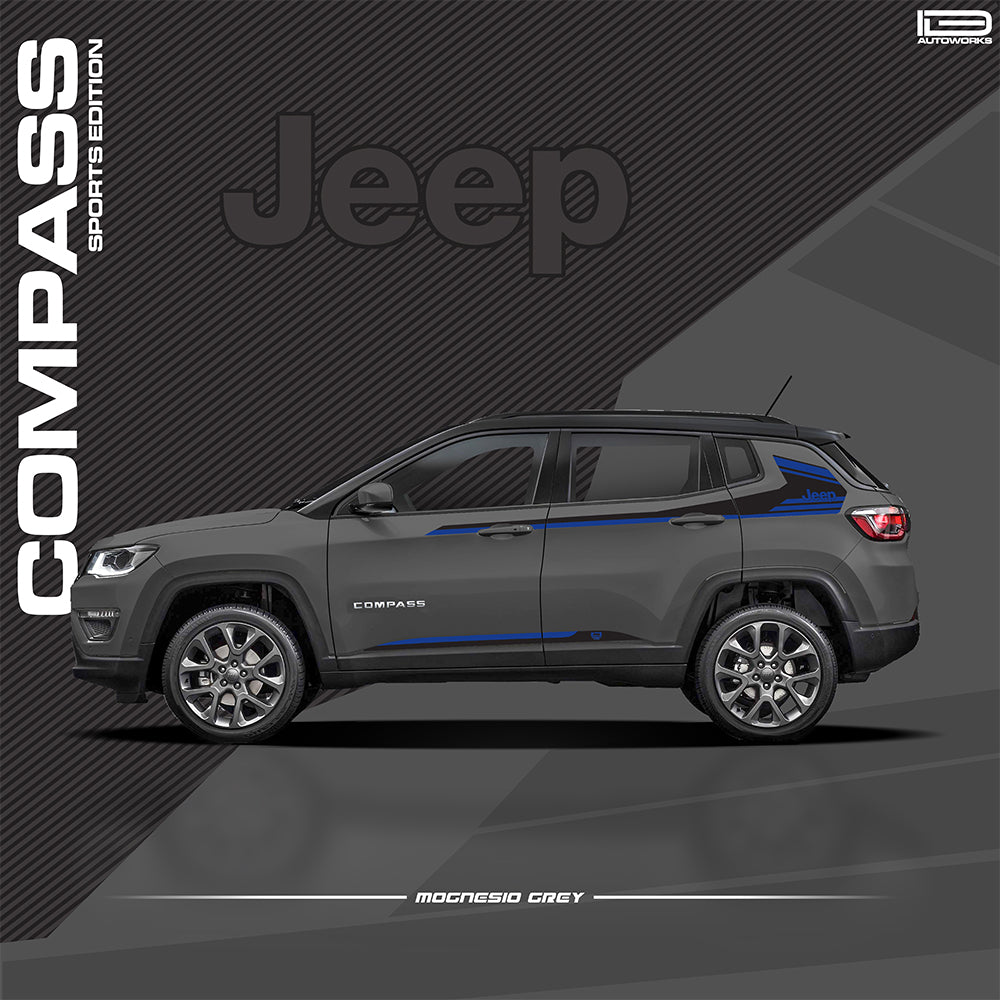 IDE GRAPHICS SERIES - Sports Edition (Only Side Decals)  for JEEP Compass / 2017-Present (Magnesio Grey)