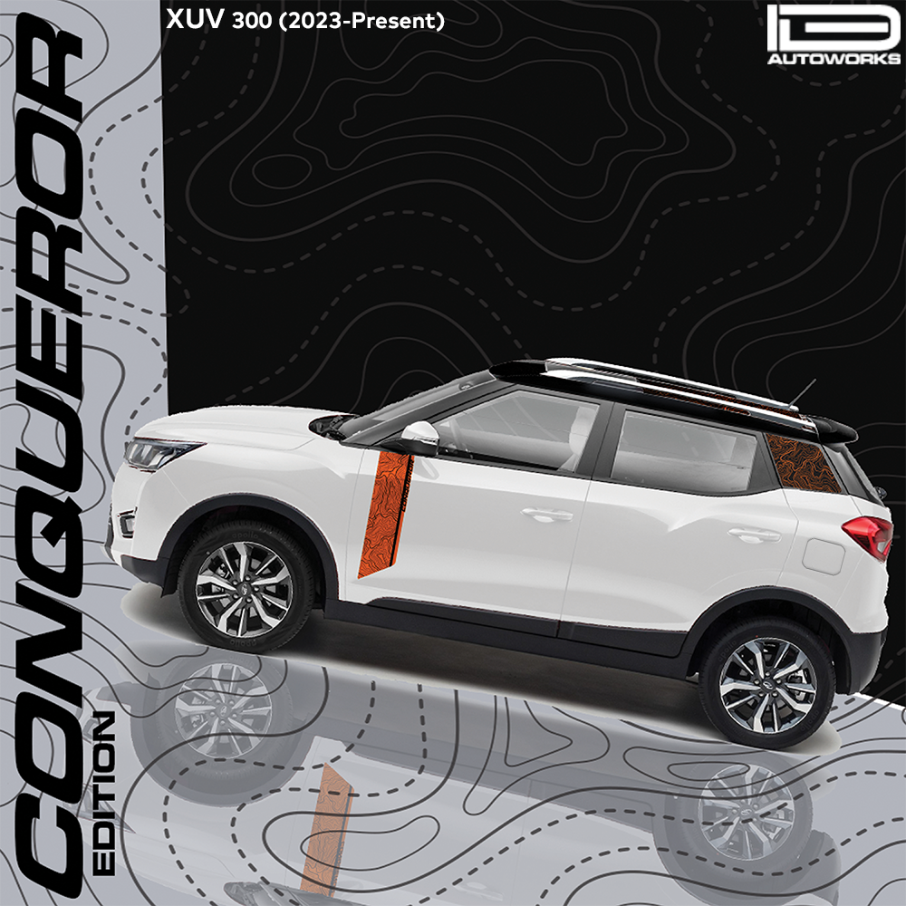 IDE GRAPHICS SERIES - Conqueror Edition for Mahindra  XUV 300 /2023-Present (Pearl White)