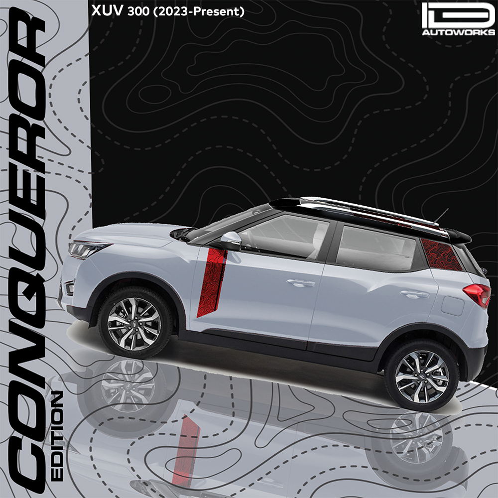 IDE GRAPHICS SERIES - Conqueror Edition for Mahindra  XUV 300 /2023-Present (Dsat Silver)