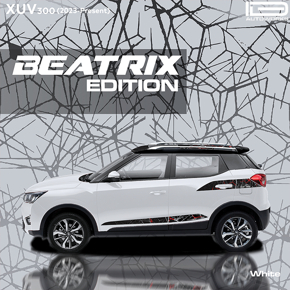 IDE GRAPHICS SERIES - Beatrix Edition for Mahindra  XUV 300 /2023-Present (Pearl White)